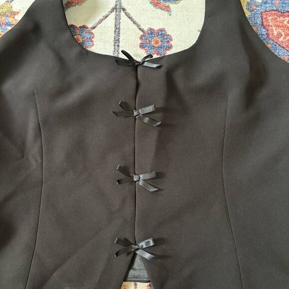 Zara Black Sleeveless Bow Front Cut Out Halter Tank Top XL - Picture 5 of 9